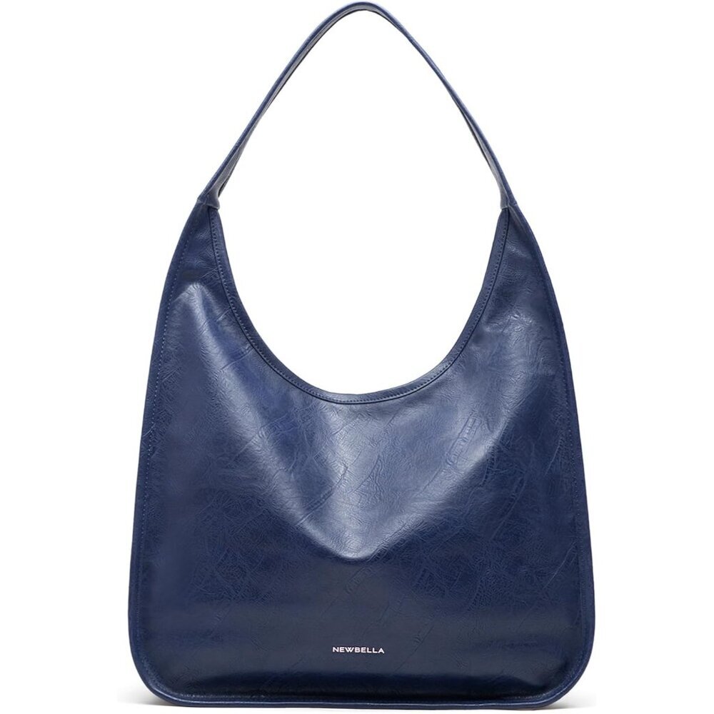 Newbella Women's Blue Soft PU Leather Shoulder Tote Hobo Purses with Zipper